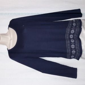 Lucky Brand Top Size L Knit Longsleeve Navy Blue Sweater